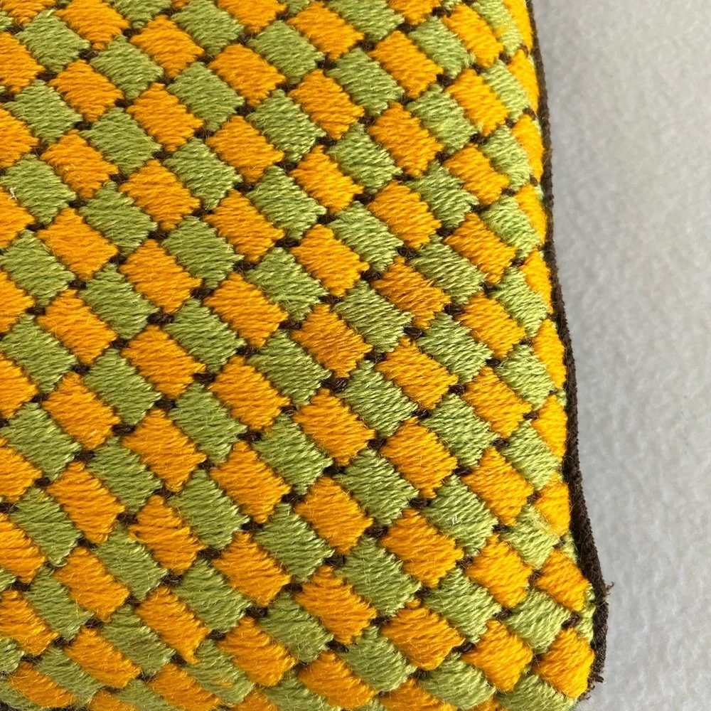 Vintage Bargello Needlepoint Throw Pillow Mid Century Multicolor 13